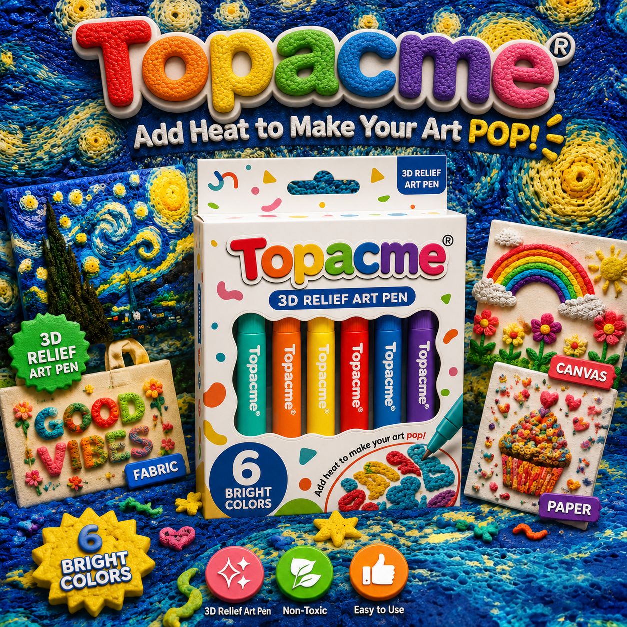 Topacme 3D Relief Art Pen upgraded packaging image