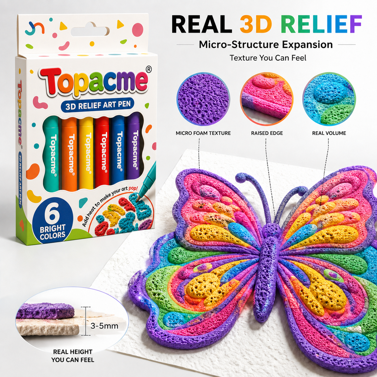 Topacme 3D Relief Art Pen consistent upgraded packaging image