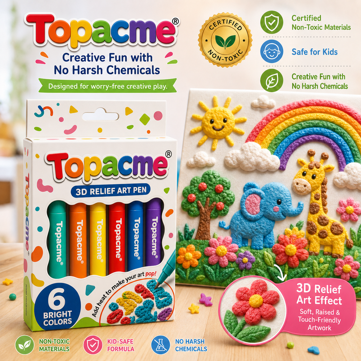 Topacme 3D Relief Art Pen consistent upgraded packaging image