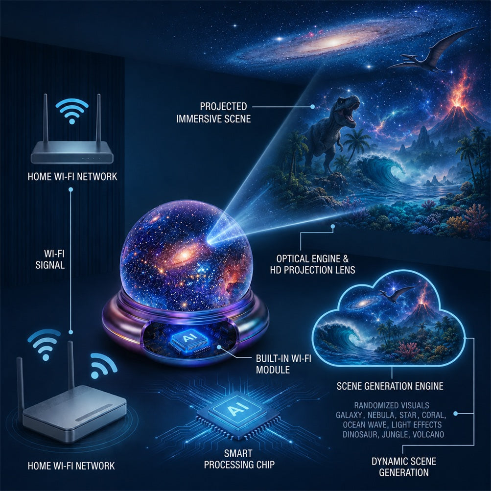 Topacme® 360° Immersive World Night Light Projector