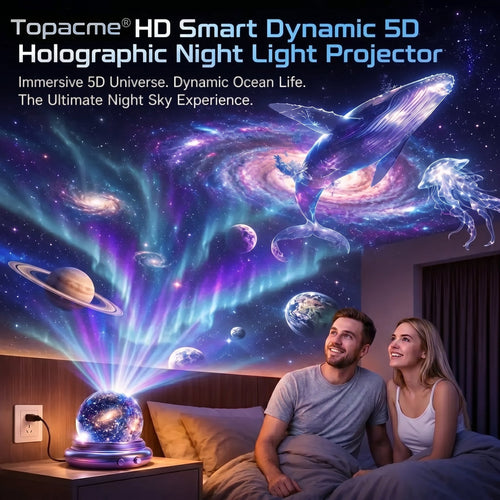 Topacme® Galaxy Night Light Projector – 360° Starry Sky & Ocean Wave Ambient Light for Bedroom Relaxation