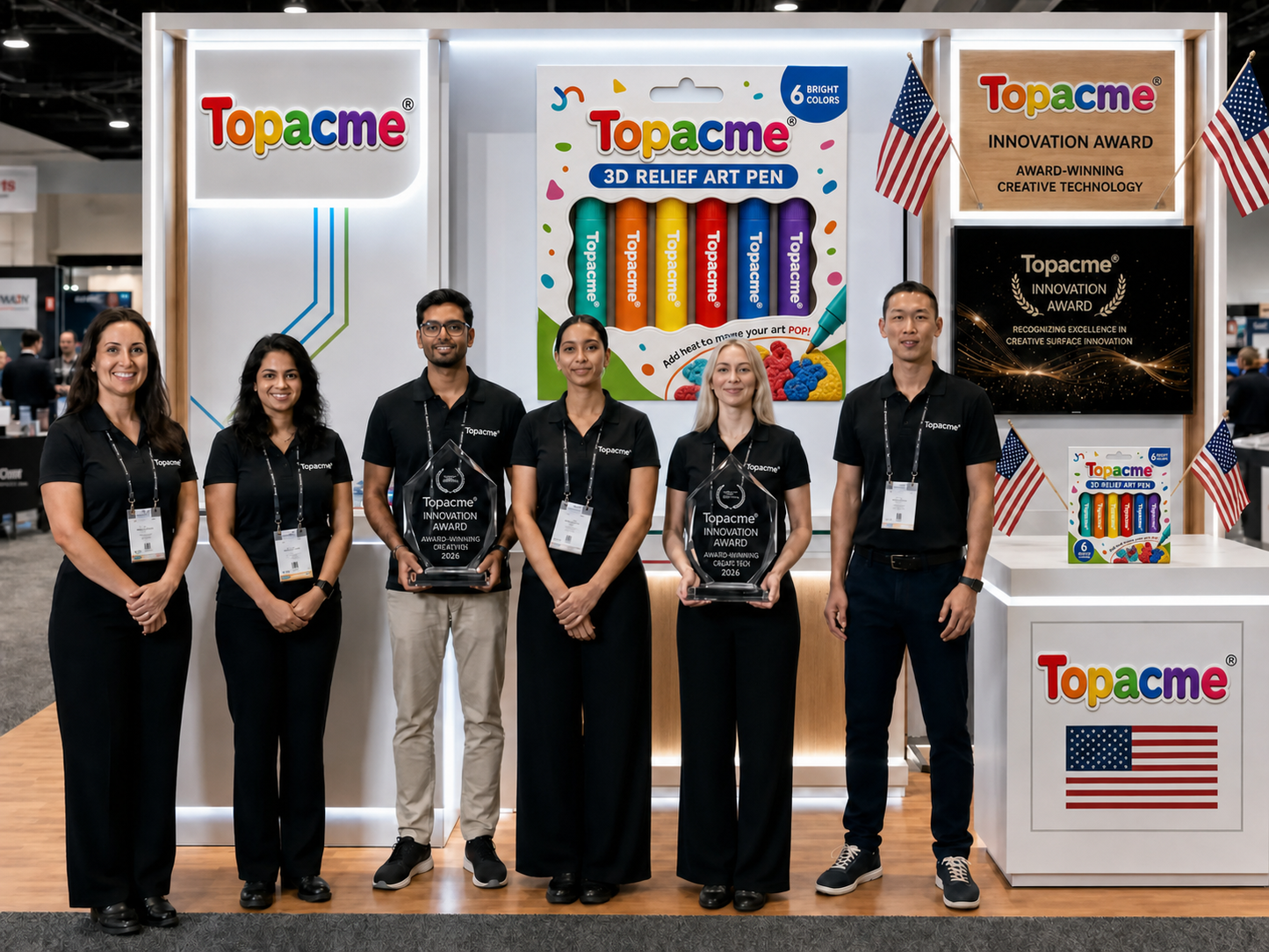 Topacme 3D Relief Art Pen trade show packaging and award image