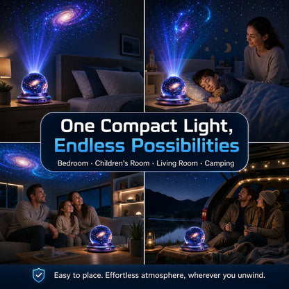Topacme® Galaxy Night Light Projector – 360° Starry Sky & Ocean Wave Ambient Light for Bedroom Relaxation